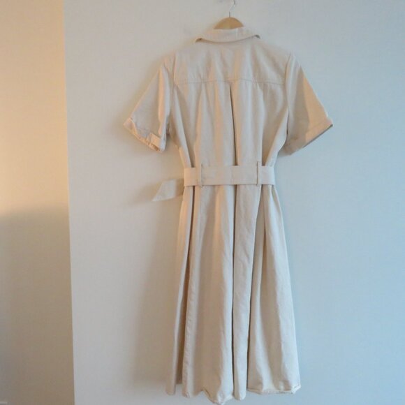SEZANE Jeanette Denim Midi Belted Dress Molted Ecru Cream - Size EU 40 / US 8 - Picture 12 of 16